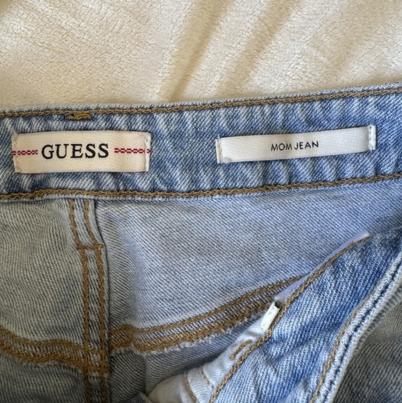 Guess Distressed Light Blue Mom Jeans - Picture 6 of 8